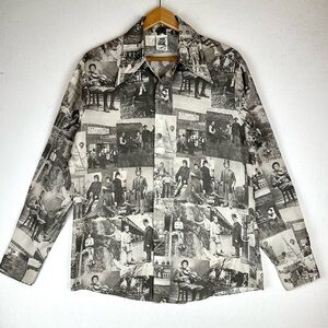 Kennington Vintage Print Long Sleeve Button Down‎ Shirt